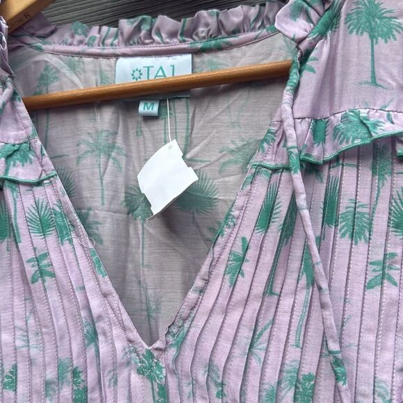 TAJ - NWT - Size Small Floral Lavender and Green Maxi Summer Dress - Picture 2 of 4